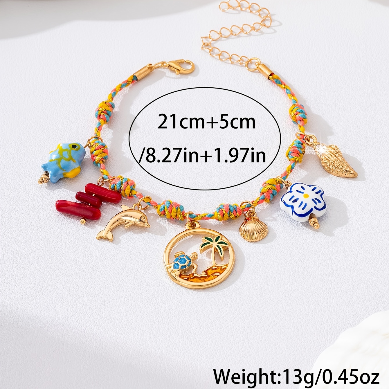Bohemian Beach Style Ceramic Fish Alloy Bracelet, Vacation Gift